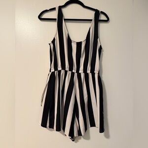 Mink Pink Black and White Striped Romper